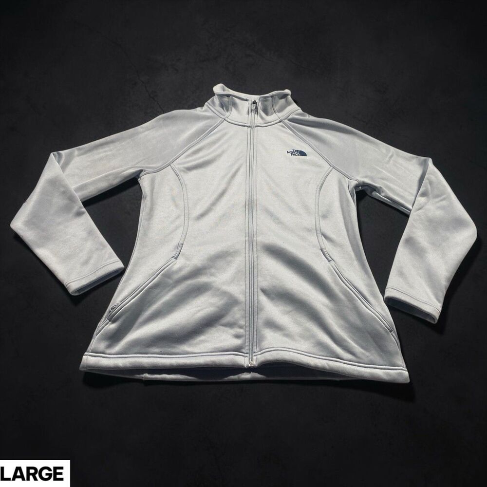 The North Face Midweight Full Zip Fleece Jacket (Women's Large) Silver